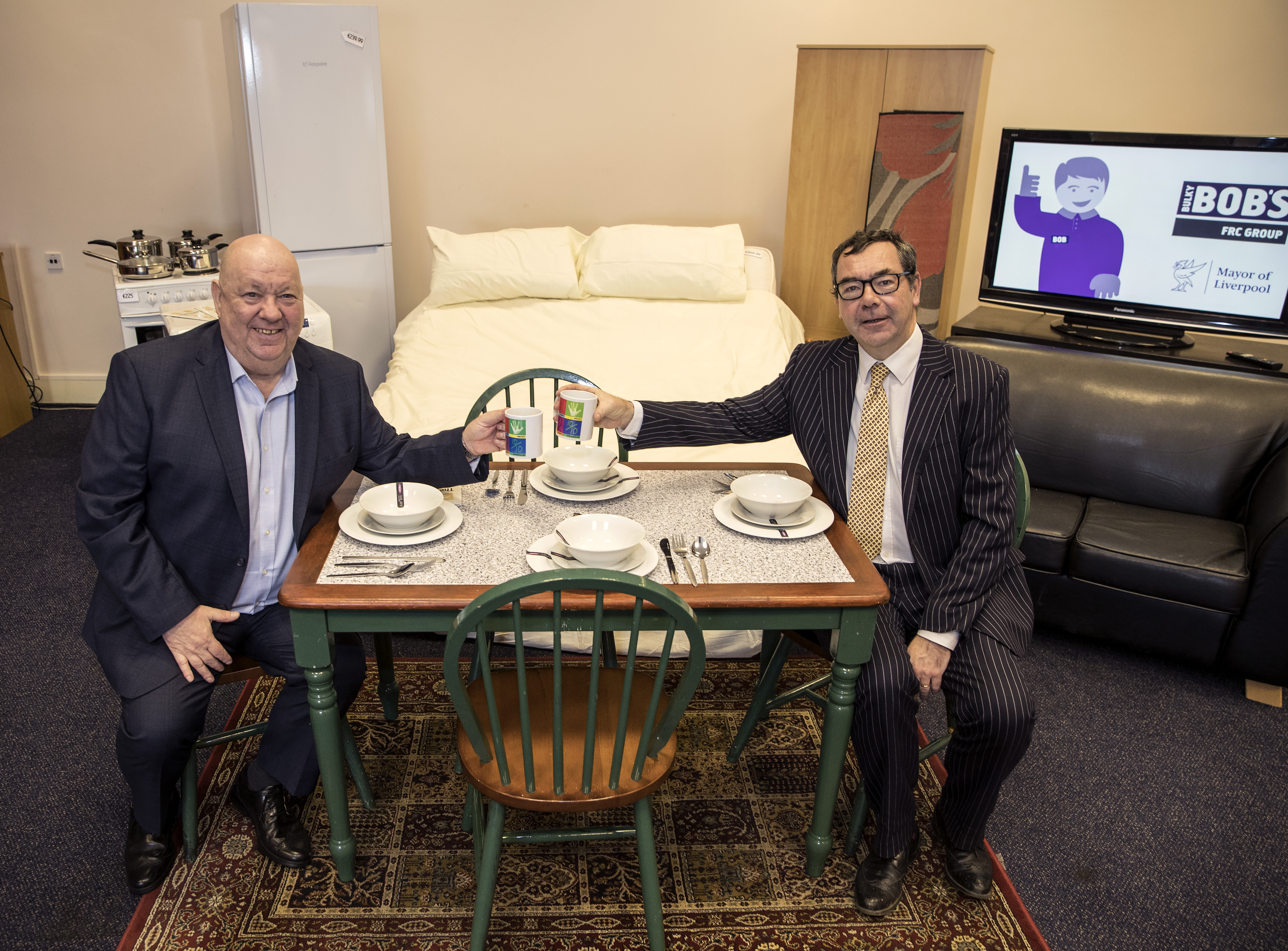 This New Scheme Helps Over 3000 People In Liverpool With Essential Mayor Of Liverpool Joe Anderson Visits The Furniture Resource Centre Brunswick Dock To Launch Initiative With Members Staff From